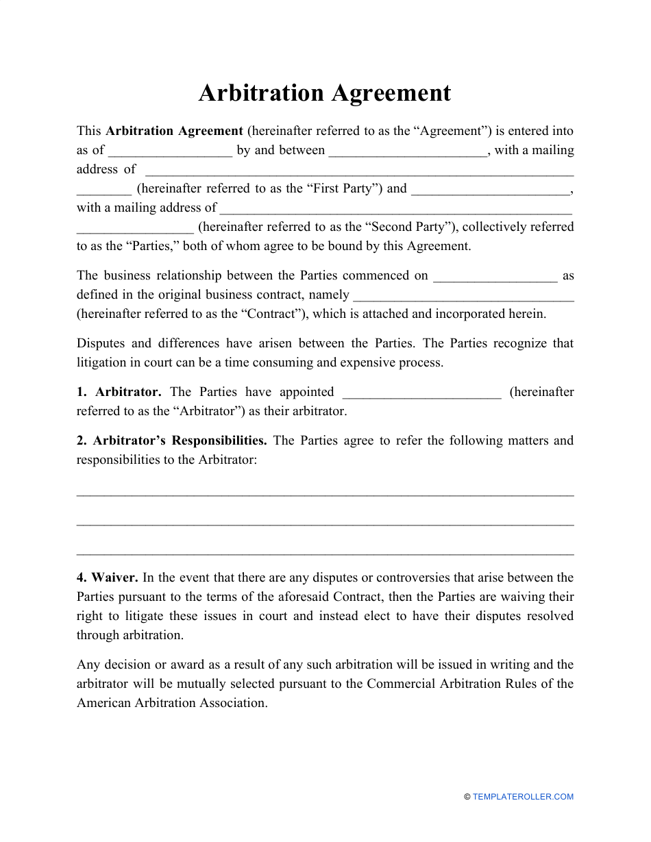 arbitration clause template